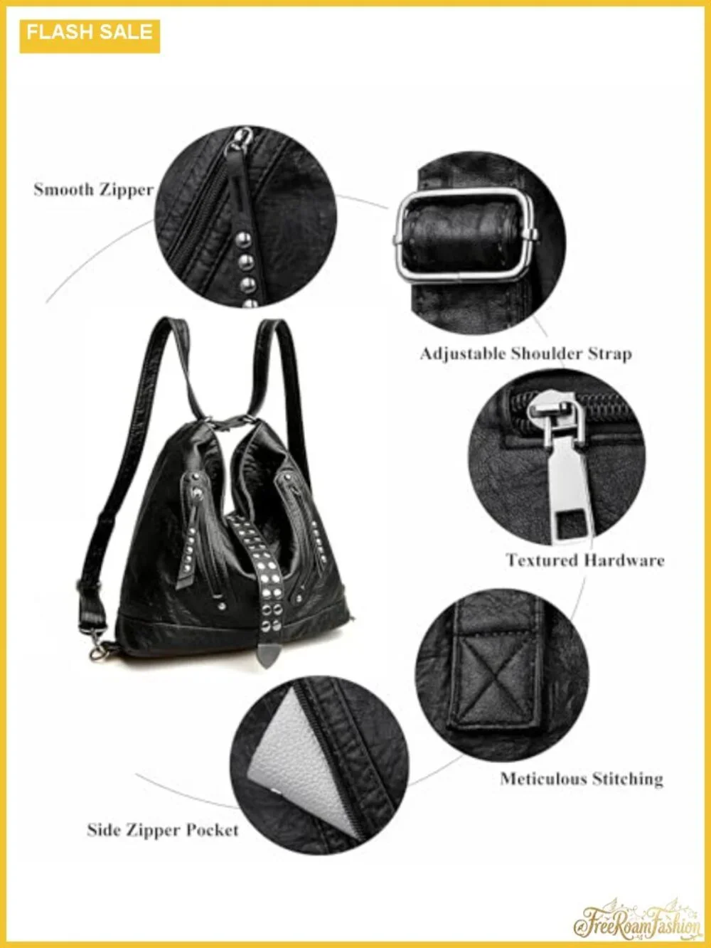 2-in-1 Convertible Backpack Purse Faux Leather Tote Shoulder Bag